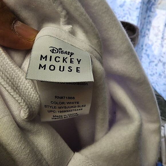 MICKEY MOUSE Disney Embroidered FACE Hoodie White NWT - Picture 8 of 8